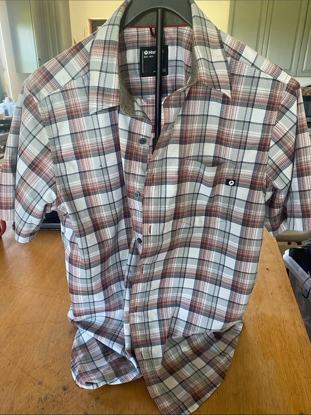 Marmot Men's Short Sleeve Plaid Button-Down Shirt - White & Brown & Tan